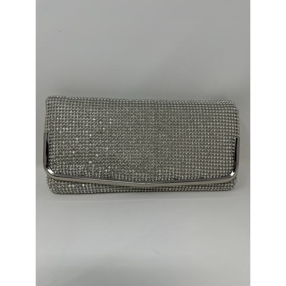 Women's Studded Clutch Purse Silver Chain Strap - Picture 3 of 12